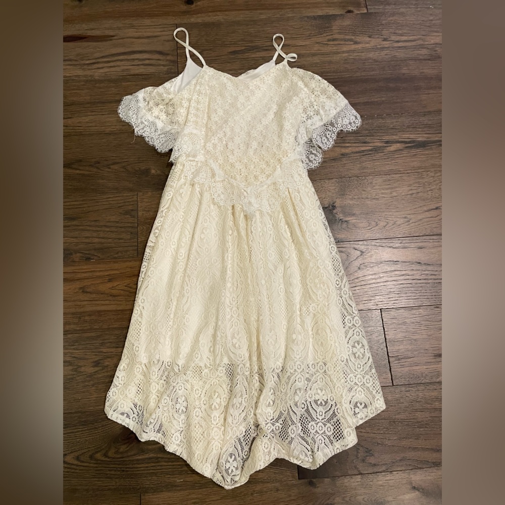 Beautiful lace spaghetti strap summer dress.